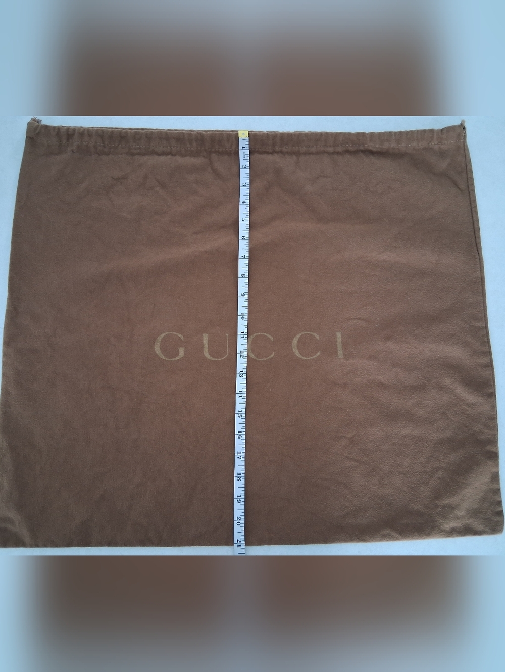 Gucci/ Large Brown Drawstring Dust Bag/ Gold Gucci Logo - Picture 6 of 8